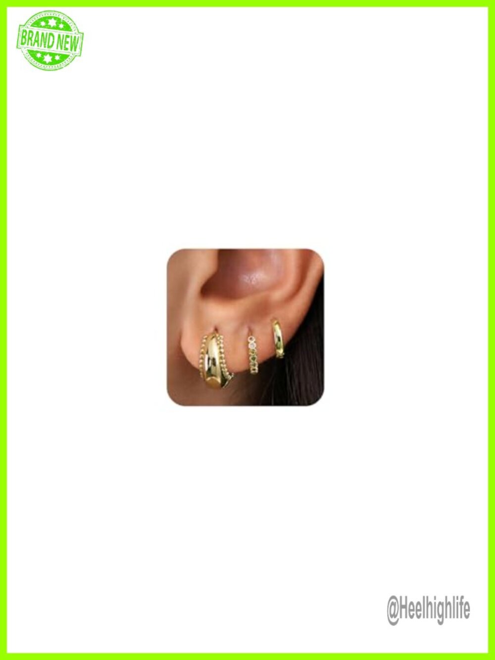 14K Gold Plated Surgical Steel Hoop Earrings Hypoallergenic Set